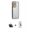 MARSİLYAN™- Galaxy A23 4G Kılıf Çekirdek Klasik Serisi - Şeffaf Pasifik Cam Ekran Koruyucu + Kamera Lens Koruma Cam - SF