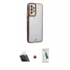 MARSİLYAN™- Galaxy A23 4G Kılıf Çekirdek Klasik Serisi - Şeffaf Pasifik Cam Ekran Koruyucu + Kamera Lens Koruma Cam - SF