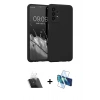 MARSİLYAN™- Galaxy A23 4G Kılıf Kozmos Yansıma Özel Seri - Siyah 3D Antistatik Cam Ekran Koruyucu + Şeffaf Kamera Lens Koruma Cam