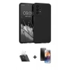 MARSİLYAN™- Galaxy A23 4G Kılıf Kozmos Yansıma Özel Seri - Siyah 3D Antistatik Mat Seramik Nano Ekran Koruyucu + Şeffaf Kamera Lens Koruma Cam
