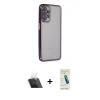 MARSİLYAN™- Galaxy A23 4G Kılıf Vadi Minimal - Şeffaf Pasifik Cam Ekran Koruyucu + Şeffaf Kamera Lens Koruma Cam