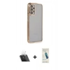 MARSİLYAN™- Galaxy A23 4G Kılıf Vadi Minimal - Şeffaf Pasifik Cam Ekran Koruyucu + Şeffaf Kamera Lens Koruma Cam