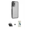 MARSİLYAN™- Galaxy A23 4G Kılıf Vadi Minimal - Şeffaf Pasifik Cam Ekran Koruyucu + Şeffaf Kamera Lens Koruma Cam