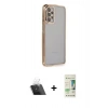 MARSİLYAN™- Galaxy A23 4G Kılıf Vadi Minimal - Siyah 20D Premium Cam Ekran Koruyucu + Şeffaf Kamera Lens Koruma Cam