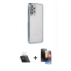 MARSİLYAN™- Galaxy A23 4G Kılıf Vadi Minimal - Siyah 3D Antistatik Mat Seramik Nano Ekran Koruyucu + Kamera Lens Koruma Cam - SF