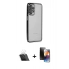 MARSİLYAN™- Galaxy A23 4G Kılıf Vadi Minimal - Siyah 3D Antistatik Mat Seramik Nano Ekran Koruyucu + Kamera Lens Koruma Cam - SF