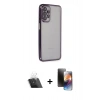 MARSİLYAN™- Galaxy A23 4G Kılıf Vadi Minimal - Siyah 3D Antistatik Mat Seramik Nano Ekran Koruyucu + Kamera Lens Koruma Cam - SF