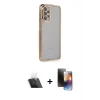 MARSİLYAN™- Galaxy A23 4G Kılıf Vadi Minimal - Siyah 3D Antistatik Mat Seramik Nano Ekran Koruyucu + Kamera Lens Koruma Cam - SF