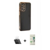 MARSİLYAN™- Galaxy A23 4G Kılıf Yankı Serisi - Siyah 20D Premium Cam Ekran Koruyucu + Kamera Lens Koruma Cam - SF