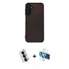 MARSİLYAN™- Galaxy A24 4G Kılıf Ahenk Çizgi Serisi - Siyah 3D Antistatik Cam Ekran Koruyucu + Valdez Metal Kamera Lens - GS