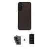 MARSİLYAN™- Galaxy A24 4G Kılıf Ahenk Çizgi Serisi - Siyah 6D Antistatik Mat Seramik Hayalet Nano Ekran Koruyucu + Valdez Metal Kamera Lens - SH