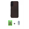 MARSİLYAN™- Galaxy A24 4G Kılıf Ahenk Çizgi Serisi - Siyah Joko Magic 5D Cam + Raze Metal Kamera Lens - SH
