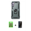 MARSİLYAN™- Galaxy A24 4G Kılıf Ahenk Klasik Koleksiyonu - Siyah 3D Antistatik Hayalet Cam Ekran Koruyucu + Raze Metal Kamera Lens - SH