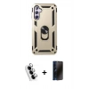 MARSİLYAN™- Galaxy A24 4G Kılıf Ahenk Klasik Koleksiyonu - Siyah 3D Antistatik Hayalet Cam Ekran Koruyucu + Valdez Metal Kamera Lens - GS