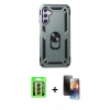 MARSİLYAN™- Galaxy A24 4G Kılıf Ahenk Klasik Koleksiyonu - Siyah 3D Antistatik Mat Seramik Nano Ekran Koruyucu + Raze Metal Kamera Lens - SH