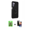 MARSİLYAN™- Galaxy A24 4G Kılıf Ahenk Klasik Koleksiyonu - Siyah 3D Antistatik Mat Seramik Nano Ekran Koruyucu + Raze Metal Kamera Lens - SH