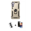 MARSİLYAN™- Galaxy A24 4G Kılıf Ahenk Klasik Koleksiyonu - Siyah 3D Antistatik Mat Seramik Nano Ekran Koruyucu + Valdez Metal Kamera Lens - GS