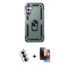 MARSİLYAN™- Galaxy A24 4G Kılıf Ahenk Klasik Koleksiyonu - Siyah 3D Antistatik Mat Seramik Nano Ekran Koruyucu + Valdez Metal Kamera Lens - GS