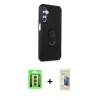 MARSİLYAN™- Galaxy A24 4G Kılıf Ahenk Klasik Koleksiyonu - Siyah 6D Mat Seramik Hayalet Nano Ekran Koruyucu + Raze Metal Kamera Lens - GS