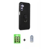 MARSİLYAN™- Galaxy A24 4G Kılıf Ahenk Klasik Koleksiyonu - Siyah Joko Magic 5D Cam + Raze Metal Kamera Lens - GS