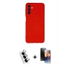 MARSİLYAN™- Galaxy A24 4G Kılıf Ahenk Serisi - Siyah 3D Antistatik Mat Seramik Nano Ekran Koruyucu + Valdez Metal Kamera Lens - GS