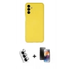 MARSİLYAN™- Galaxy A24 4G Kılıf Ahenk Serisi - Siyah 3D Antistatik Mat Seramik Nano Ekran Koruyucu + Valdez Metal Kamera Lens - GS