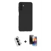 MARSİLYAN™- Galaxy A24 4G Kılıf Ahenk Serisi - Siyah 3D Antistatik Mat Seramik Nano Ekran Koruyucu + Valdez Metal Kamera Lens - GS