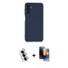 MARSİLYAN™- Galaxy A24 4G Kılıf Ahenk Serisi - Siyah 3D Antistatik Mat Seramik Nano Ekran Koruyucu + Valdez Metal Kamera Lens - GS