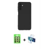 MARSİLYAN™- Galaxy A24 4G Kılıf Ahenk Serisi - Siyah 3D Antistatik Seramik Nano Ekran Koruyucu + Raze Metal Kamera Lens - GS