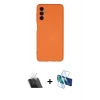 MARSİLYAN™- Galaxy A24 4G Kılıf Ahenk Serisi - Siyah 3D Antistatik Seramik Nano Ekran Koruyucu + Kamera Lens Koruma Cam - SF