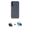 MARSİLYAN™- Galaxy A24 4G Kılıf Ahenk Serisi - Siyah 3D Antistatik Seramik Nano Ekran Koruyucu + Kamera Lens Koruma Cam - SF