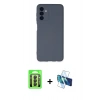 MARSİLYAN™- Galaxy A24 4G Kılıf Ahenk Serisi - Siyah 3D Antistatik Seramik Nano Ekran Koruyucu + Raze Metal Kamera Lens - SH