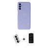 MARSİLYAN™- Galaxy A24 4G Kılıf Ahenk Serisi - Siyah 6D Antistatik Mat Seramik Hayalet Nano Ekran Koruyucu + Valdez Metal Kamera Lens - GS