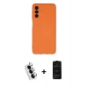 MARSİLYAN™- Galaxy A24 4G Kılıf Ahenk Serisi - Siyah 6D Antistatik Mat Seramik Hayalet Nano Ekran Koruyucu + Valdez Metal Kamera Lens - GS