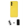 MARSİLYAN™- Galaxy A24 4G Kılıf Ahenk Serisi - Siyah 6D Antistatik Mat Seramik Hayalet Nano Ekran Koruyucu + Valdez Metal Kamera Lens - GS