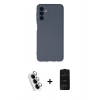 MARSİLYAN™- Galaxy A24 4G Kılıf Ahenk Serisi - Siyah 6D Antistatik Mat Seramik Hayalet Nano Ekran Koruyucu + Valdez Metal Kamera Lens - GS