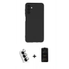 MARSİLYAN™- Galaxy A24 4G Kılıf Ahenk Serisi - Siyah 6D Antistatik Mat Seramik Hayalet Nano Ekran Koruyucu + Valdez Metal Kamera Lens - GS