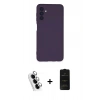 MARSİLYAN™- Galaxy A24 4G Kılıf Ahenk Serisi - Siyah 6D Antistatik Mat Seramik Hayalet Nano Ekran Koruyucu + Valdez Metal Kamera Lens - GS