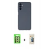 MARSİLYAN™- Galaxy A24 4G Kılıf Ahenk Serisi - Siyah 6D Mat Seramik Hayalet Nano Ekran Koruyucu + Raze Metal Kamera Lens - GS
