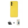 MARSİLYAN™- Galaxy A24 4G Kılıf Ahenk Serisi - Siyah 6D Mat Seramik Hayalet Nano Ekran Koruyucu + Kamera Lens Koruma Cam - SF