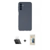 MARSİLYAN™- Galaxy A24 4G Kılıf Ahenk Serisi - Siyah 6D Mat Seramik Hayalet Nano Ekran Koruyucu + Kamera Lens Koruma Cam - SF