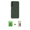 MARSİLYAN™- Galaxy A24 4G Kılıf Ahenk Serisi - Siyah 6D Mat Seramik Hayalet Nano Ekran Koruyucu + Raze Metal Kamera Lens - SH