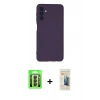 MARSİLYAN™- Galaxy A24 4G Kılıf Ahenk Serisi - Siyah 6D Mat Seramik Hayalet Nano Ekran Koruyucu + Raze Metal Kamera Lens - SH