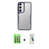 MARSİLYAN™- Galaxy A24 4G Kılıf Akış Çizgi Koleksiyonu - Şeffaf Pasifik Cam Ekran Koruyucu + Raze Metal Kamera Lens - GS