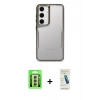 MARSİLYAN™- Galaxy A24 4G Kılıf Akış Çizgi Koleksiyonu - Şeffaf Pasifik Cam Ekran Koruyucu + Raze Metal Kamera Lens - GS