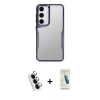 MARSİLYAN™- Galaxy A24 4G Kılıf Akış Çizgi Koleksiyonu - Şeffaf Pasifik Cam Ekran Koruyucu + Valdez Metal Kamera Lens - GS