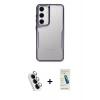 MARSİLYAN™- Galaxy A24 4G Kılıf Akış Çizgi Koleksiyonu - Şeffaf Pasifik Cam Ekran Koruyucu + Valdez Metal Kamera Lens - GS