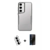 MARSİLYAN™- Galaxy A24 4G Kılıf Akış Çizgi Koleksiyonu - Siyah 3D Antistatik Hayalet Cam Ekran Koruyucu + Valdez Metal Kamera Lens - GS