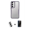 MARSİLYAN™- Galaxy A24 4G Kılıf Akış Çizgi Koleksiyonu - Siyah 3D Antistatik Hayalet Cam Ekran Koruyucu + Valdez Metal Kamera Lens - GS