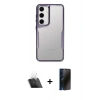 MARSİLYAN™- Galaxy A24 4G Kılıf Akış Çizgi Koleksiyonu - Siyah 3D Antistatik Hayalet Cam Ekran Koruyucu + Kamera Lens Koruma Cam - SF
